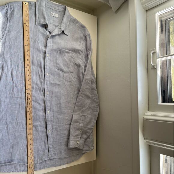 Gap 100% Linen Blue Size XL Tall Coastal Spring Summer Classic - Picture 8 of 9